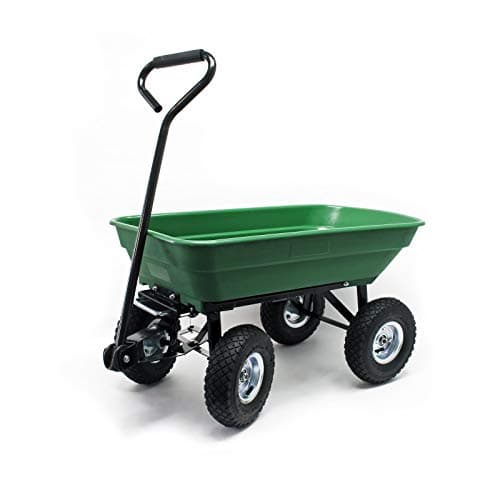 WilTec Chariot de Jardin à Main – 1050 x 450 x 485 mm – Volume 50 L – Capacité de Charge 200 kg – avec Benne basculante et 4 Roues – Remorque Brouette jardinerie