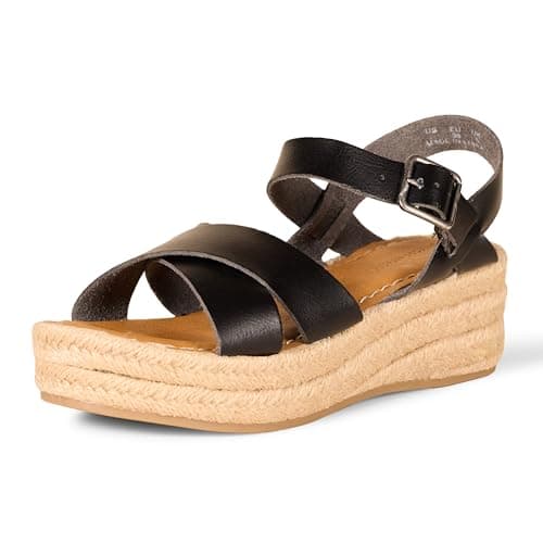 Amazon Essentials Sandales Espadrilles Plates Compensées Femme, Noir, 43 EU