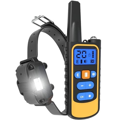 Meloive Collier de Dressage Chien,Portée 3000 Mètres,4 Modes Lumière/Son/Vibration/Choc Électrique avec Verrouillage de Sécurité,Résistant à l'eau et Rechargeable