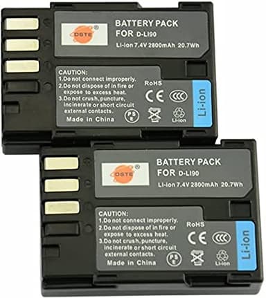 DSTE® 2x D-Li90 de remplacement Li-ion Batterie pour Pentax 645D, K-01, K-3, K-5, K-5 II, K-5 IIs, K-7