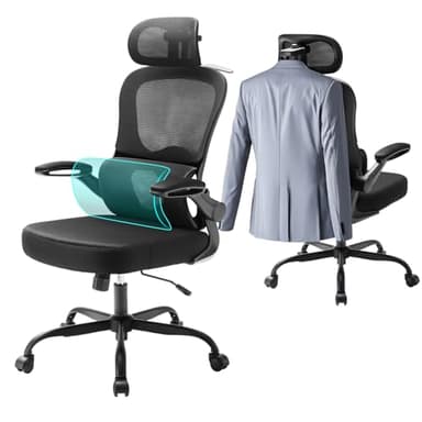 Aevoriax Chaise de Bureau Ergonomique N56, Support Lombaire Dynamique, Coussin Épais et Confortable, Idéale pour Télétravail, Appuie-Tête Réglable