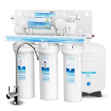 Geekpure Système de filtre à eau potable à osmose inverse en 6 étapes avec filtre de reminéralisation alcalin pH+-75 GPD