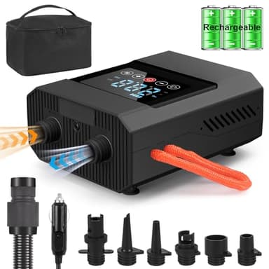 12000mAH Pompe à Air Sup Électrique Rechargeable 20PSI,Gonflable Electrique Paddle Board Auto-Arrêt, Connecteur 12V DC & Type-C, Inflation/Déflation Double Étape pour Kayak,Tente Gonflable,Bateaux