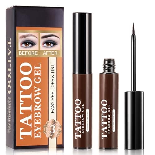 Mikabila (02) Brow Tattoo Gel Tint, Gel de Sourcils de Décollement de Tatouage,Peel Off Tattoo Eyebrow Gel,Teinture Semi-permanente des Sourcils pour des Sourcils Plus Pleins et Définis,Dark Brown