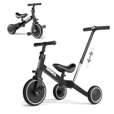 KORIMEFA Trike 4 en 1 pour Enfants avec Poignée de Poussée Parentale pour 1 à 3 Ans, Garçons, Filles, Tout-Petits, Tricycle, Vélo D'équilibre pour Bébé, Siège et Poignée Réglables