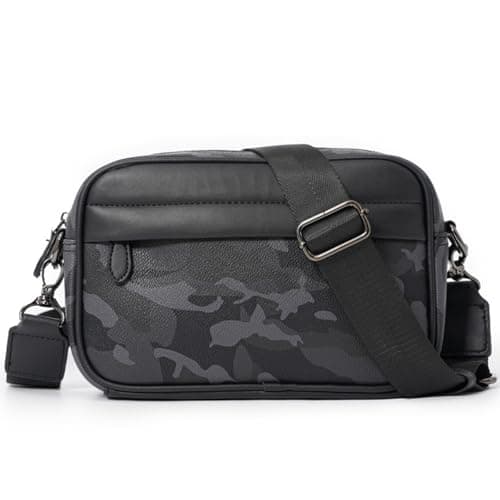 Hjkiopc Sacs bandoulière homme,Sacoche Bandouliere Multifonctionnel,Sac à Bandoulière vintage shoulder pour homme,Sacs business,petit Étanche loisirs sac à dos,pour le travail,les voyages (Noir-2)