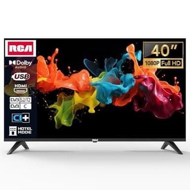 RCA TV 40 Pouces (100 cm) Full HD sans Bord LED Télévision avec Triple Tuner (DVB-T/T2-C-S/S2) Dolby Audio HDMI Lecteur Multimédia USB CI+ Mode Hôtel