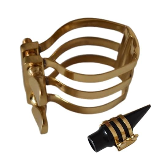 Alto Saxophone Ligature, Sax Mouthpiece Fastener, Adjustable Metal Clip, Secure Fit, Enhanced Sound Quality, sturdy Brass, Ideal for Saxophonists, Music Enthusiasts, 1.77x1.77 inch