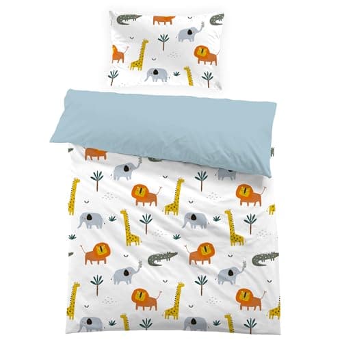 MUSOLEI Housse de Couette Enfant 120x150 Animal Fille Garçon Parure de Lit en Microfibre 1 Personne Dessin Animé Cartoon 3D Imprimé avec Taie d'oreiller 40x60 Cadeau Fête Anniversaire