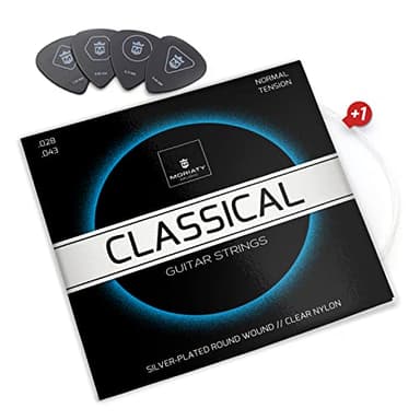 Cordes en nylon pour guitare classique & guitare acoustique ☆ BONUS : Ebook gratuit + 4 plectres + supplément corde de mi aiguë
