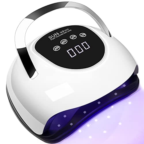 Lampe UV Ongles Gel, 220W Professionnelle Lampe UV Ongles avec 4 Minuteries, Écran Tactile, Capteur Automatique, Poignée Portable séchoirs à ongles pour Durcir le Vernis à Ongles en Gel (Blanc)