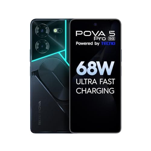 TECNO Pova 5 Pro 5G (Illusion sombre, 8 Go de RAM, 256 Go de stockage) | Segment 1ère charge ultra rapide de 68 W | 1ère interface ARC rétroéclairée multicolore de l'Inde | Double caméra AI 50 MP |