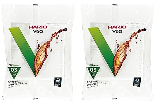 HARIO VCF-03-100 W Filtre en papier pour V60 | 03 W, 1 à 6 tasses | 200 feuilles | Blanc