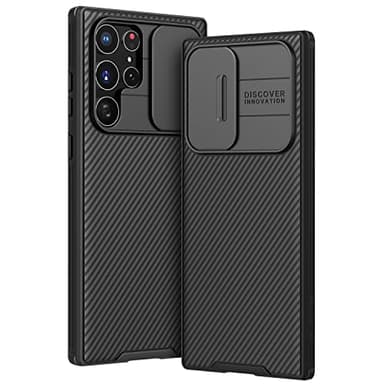 AROYI Coque Compatible avec Samsung S22 Ultra 5G (6,8 Pouces), Protection de la caméra en PC Dur - Noir