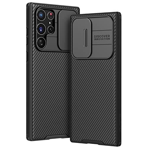 AROYI Coque Compatible avec Samsung S22 Ultra 5G (6,8 Pouces), Protection de la caméra en PC Dur - Noir