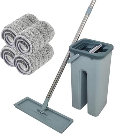 Venteo Balai Autoclean Mop 360° avec Seau Double Compartiment | Serpillière Microfibre Ultra Absorbante | Système de Nettoyage Mains Libres | Balai Serpillère Pivotant pour Sols Durs & Carrelage
