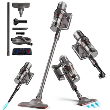 CYTBEK Aspirateur Vertical Puissant et Silencieux de 12 000 Pa avec Filtre Hepa, aspirateurs ménagers Haute Puissance, nettoyants ménagers Haute Puissance pour Tapis et sols, Poils d'animaux, Gris