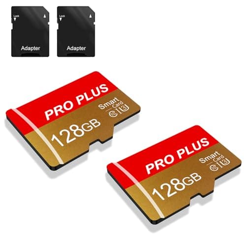 Lot de 2 Carte Mémoire 128 Go avec Adaptateur, Carte Mémoire TF Haute Vitesse, UHS-I, A1, C10, Carte TF pour Tablette/Téléphone/Appareil Photo/Autoradio/Enregistreur de Conduite (TF162 128 Go)