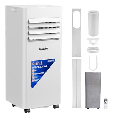 Lovewind Climatiseur Mobile 9000 BTU(R290 Écologique), Climatiseur Portable Silencieux 52dB avec Télécommande, 4-en-1 Refroidissement Déshumidification Ventilation et Sommeil,IPX1 pour Chambre,Bureau
