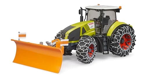 bruder 03018 - Claas Axion 950 avec chaînes à Neige et Lame de déneigement - 1:16 Tracteur, Ferme, Service Hivernal, Jouets à partir de 4 Ans