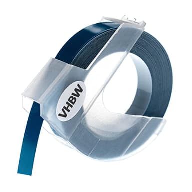 vhbw 1x Ruban de marquage 3D compatible avec Dymo 1610, 1575, 1595GY, 1745, 1755 imprimante d'étiquettes 3m x 9mm Blanc sur Bleu fonçé