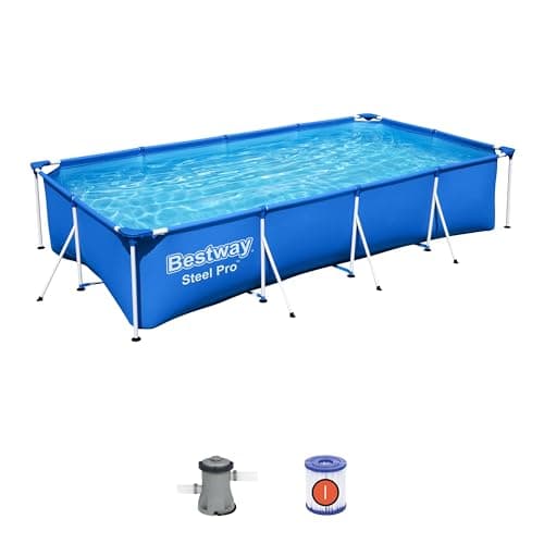 Bestway FAC56424 Piscine Splash Frame Pool + FAC5700.0L, Bleu, 400x211x81 cm