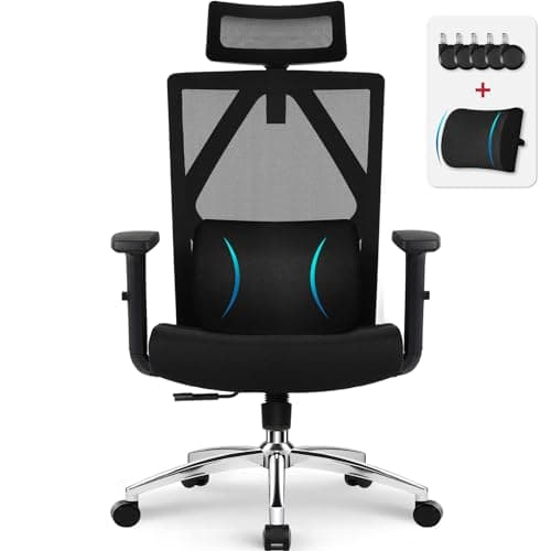 Daccormax Chaise Bureau Ergonomique, Fauteuil de Bureau 200KG, Siège Bureau avec Coussin en Mousse à Mémoire