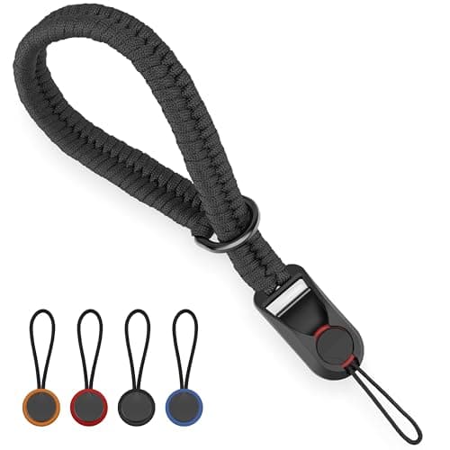 Sunya Sangle de Poignet pour Appareil Photo avec Boucle a Declenchement Rapide Dragonne Appareil Photo en Nylon pour DSLR ou Sans Miroir, Noir