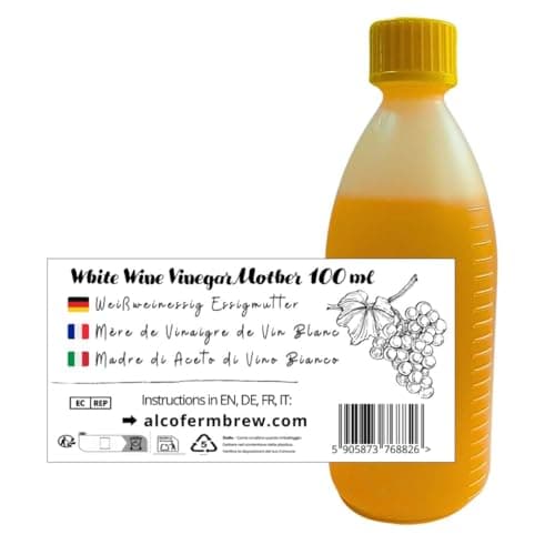 Mère de Vinaigre de Vin Blanc 100 ml - Culture Naturelle de Fermentation - Vinaigre Maison - Jusqu’à 50 L