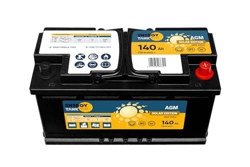 Batterie Solaire 12v 140 Ah - Batterie AGM Mobile et Stationnaire - Batterie Decharge Lente Longue Durée de Vie - Batterie AGM 12v Protégée Contre Les Vibrations et Les Chocs