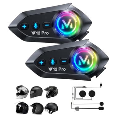 Intercom Moto Duo Main Libre Oreillette Bluetooth Casque Suppression Bruit CVC Système d'Interphone Wireless 5.1 avec Radio IP65 Étanche Intercom-Moto-Interphone-Casque-Headset-2 Pack
