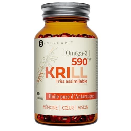Huile de Krill pure Concentrée 1180mg, Omega 3, EPA, DHA et Antioxydant, 90 gélules, Éco-responsable, sans poisson = sans odeur. Fabriqué en France.