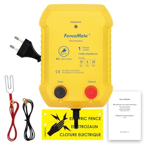 FenceMate Électrificateur De Clôture Électrique 230 V 1.0J, Sortie 1 joule pour 4 à 20 km, faible impédance tension de crête 10 kV pour volaille