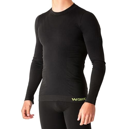 NOLOGO T Shirt Homme Thermique Manches Lounges du Travail - sous Vetement Thermique Homme élastiques, Haut Thermique Homme, Tshirt Homme, T Shirt Travail Homme sans Couture - Made in Italy