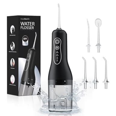 Hydropulseur Dentaire Électrique Sans Fil – Jet Dentaire Professionnel avec 4 Modes, 260ML Réservoir, USB-C Rechargeable, IPX7 Étanche, 5 Buses, Nettoyeur Dentaire Portable Voyage et Maison