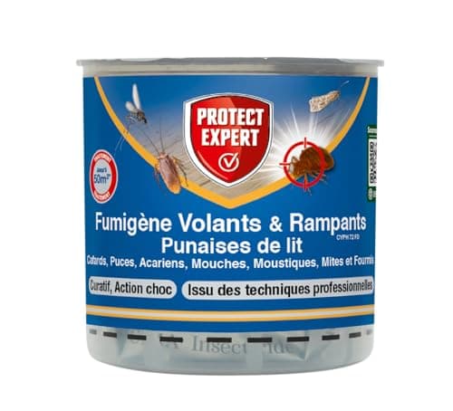 PROTECT EXPERT Fumigène Anti-Punaise De Lit - 10g - Elimine Les Larves & Punaises De Lit & Acariens sans Dépôts Visibles ni Odeurs Persistantes - Curatif & Action Choc PUMIG10