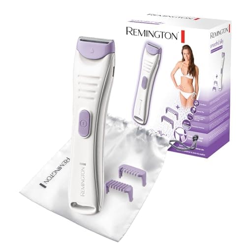 Remington Tondeuse Bikini [Précision & Confort] Smooth&Silky (Anti-coupures & irritations, Rechargeable, fin & léger, 2 Sabots: 2 & 4 mm, Batterie Lithium, Wet&Dry, Pochette) BKT4000
