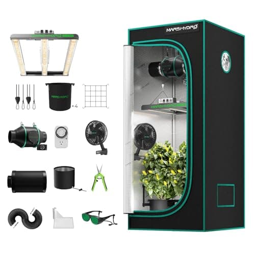 MARS HYDRO FC-E1500 Tente de culture Kit complet Lampe de culture Led Light spectre complet avec hydroponique 80X80X160cm Growtent avec kit d'aération 4