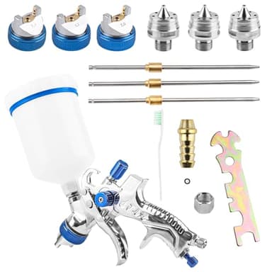 HVLP Pistolet Peinture,Pistolet Peinture air comprimé,Pistolet a Peinture carrosserie,Pistolet Peinture carrosserie,Pistolet a Peinture pneumatique 600cc avec 3 Buses 1,4/1,7/2,0mm pour de Meubles