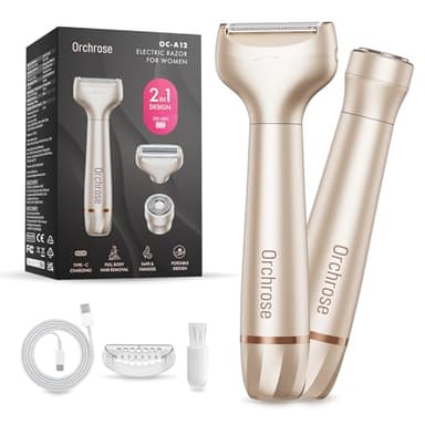 Orchrose Rasoir électrique pour femme Corps : Rasoir électrique rechargeable pour le visage – Coupe indolore pour bikini jambes aisselles – OC-A12