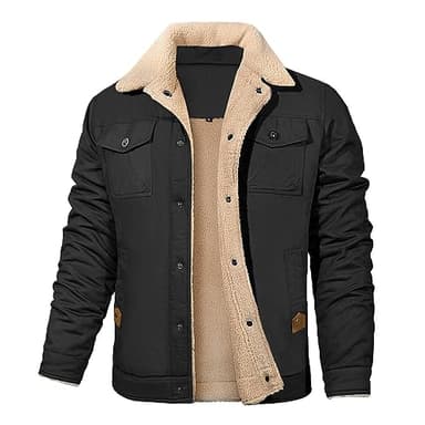 Vancavoo Veste Cargo en Polaire Hiver Chaud Blousons Homme Casual Aviateur Militaire de Coupe-Vent Épaissir Manteaux avec Poches,Noir,XL