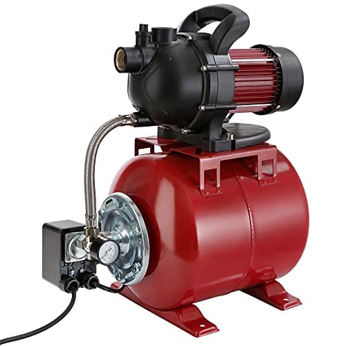 Arebos Station de pompage domestique / 1000 watts/Débit 3500 l/h/Hauteur de refoulement 44 mètres/Réservoir 19 l