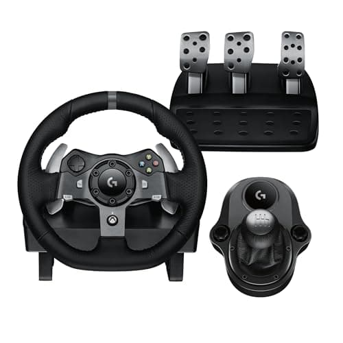 Logitech G920 Driving Force Volant de Course avec Levier de Vitesse Pédales Retour Réaliste Palettes en Acier Inoxydable, Rotation du Volant à 900°, Prise EU, Xbox One/PC - Noir