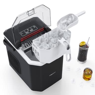 magicplux machine à glaçons, 12kg en 24h, 9 Glaçons en 6 minutes, Noir Machine a Glacons avec Fonction Autonettoyante pour la Maison/Cuisine/Camping