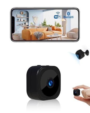 AOBOCAM Camera Espion,WiFi 1080P Bluetooth Mini Caméra de Surveillance Interieur/Extérieur sans Fil avec Enregistrement WiFi A Distance Discrete Mini Détection Mouvement Vision Nocturne(2.4Ghz) (A12)