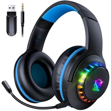 Pacrate 2.4 GHz Casque Gaming sans Fil pour PS5 PS4 PC Mac Switch, Casque Bluetooth sans Fil avec Micro Antibruit Amovible, 3.5mm Casque PS5 pour Xbox Series