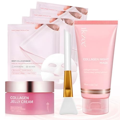 Masque Collagene Visage, Collagen Mask, Creme Collagene Visage, Masque Coréen collagene, Hydrate la Peau en Profondeur et la Réveille en Bon État