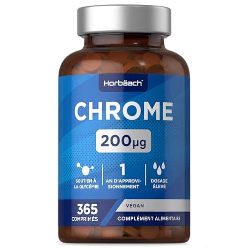Chrome Picolinate 200 mcg | 365 Comprimés Végan Pour 1 An | Complément Alimentaire Hautement Dosé | Chromium Picolinate Supplement | par Horbaach