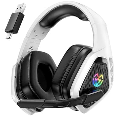 Tatybo Casque Gaming sans Fil pour PC, PS5, PS4, 2,4 GHz USB et Type-C avec Microphone, Batterie 40H, Casque Bluetooth pour Switch, Ordinateur Portable, Mobile, Mac