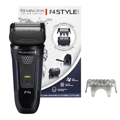 Remington Rasoir électrique rasage à sec et humide Style Series F4 (100 purcent étanche, protège-tête incl., Tondeuse barbe 3 jours, ComfortTrim pour précision, Secteur/sans fil 50min) Tondeuse F4002